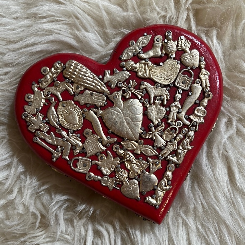 Large Heart Milagros Wooden Love Talisman Made in Mexico Good Luck